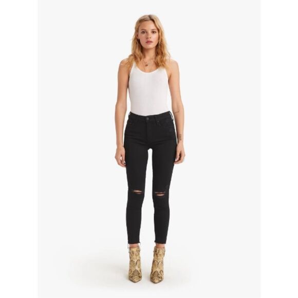 Mother Jeans The Looker Ankle Fray Guilty as Sin Black Color Size 27 - Picture 1 of 15